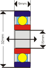 Buggy bearing cross section - 15mm inside diameter
